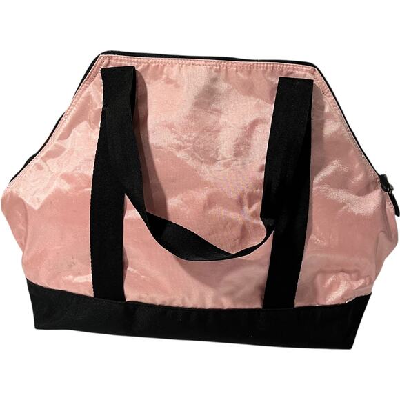 Adidas Pink Duffel Bag Black Trim Gym Travel Sports Tote - Picture 5 of 11